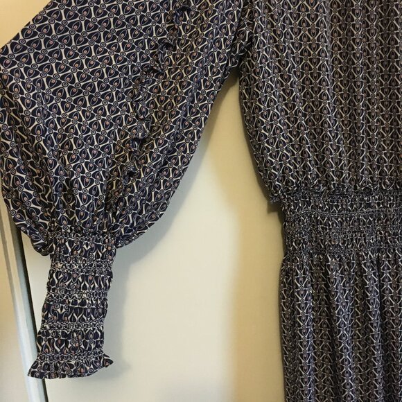 NWT Max Studio Bohemian Balloon Sleeve Mock Neck Maxi Dress - Picture 7 of 16